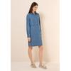 Midikleid CECIL, Damen, Gr. XL (44), US-Größen, blau (mid blau wash), Stoff, 100% Lyocell, unifarben, casual, comfort fit knielang, V-Ausschnitt, Langarm Bündchen, Kleider, mit seitlichen Einschubtaschen