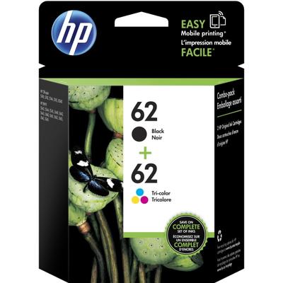 Hp 62 Black And Tri-Color Ink Cartridges, Pack Of 2, N9H64Fn
