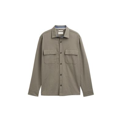 TOM TAILOR Herren Overshirt Hemd mit Brusttaschen, grün, Uni, Gr. XL Image