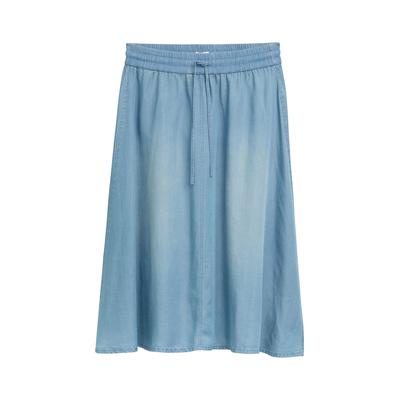 TOM TAILOR Damen High Waist Midi-Rock, blau, Uni, Gr. 38 Image