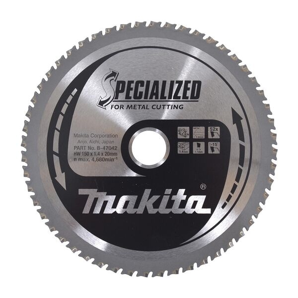 makita Kreissägeblatt »B-47042 SPECIALIZED« 150,0 mm 52 Zähne silber Image