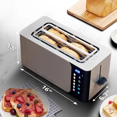 Digital Long Slot 4 Slice Toaster, for Thick Breads & Bagel Function, LED Touch Screen, Countdown