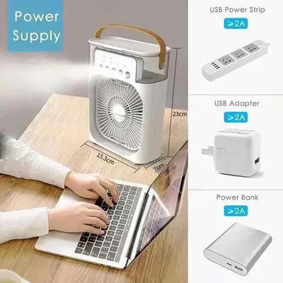 Portable 3 In 1 Humidifier Fan Mini Air Conditioners USB Mini fan LED Night Light Water Mist Fun Air