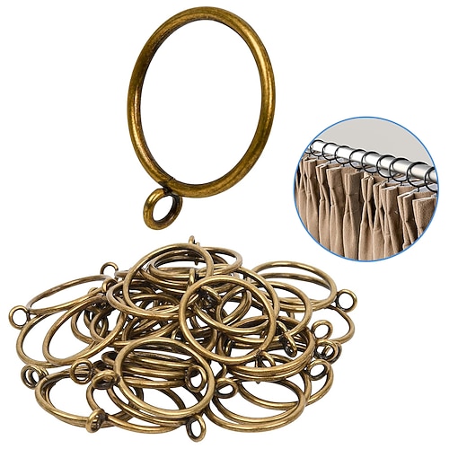 Confezione da 48 anelli per tende con occhielli, anelli per tende in metallo per tende a pieghe pizzicate, adatti per aste per tende fino a 1,2 pollici, diametro interno 1,5 pollici, argento.