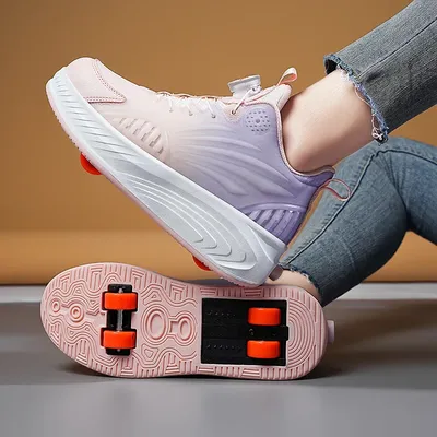 2024 new glow-in-the-dark rotary buckle roller skates girls invisible four-wheel retractable walk-on