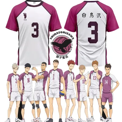 Haikyuu Jersey Japanese Anime Cosplay Tops Shiratorizawa Academy Volleyball Uniform Wakatoshi