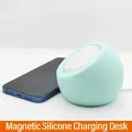 Supporto magnetico in silicone a forma di palla da scrivania con ricarica wireless per stazione dock di ricarica Magsafe iPhone 15 14 13 12 Pro