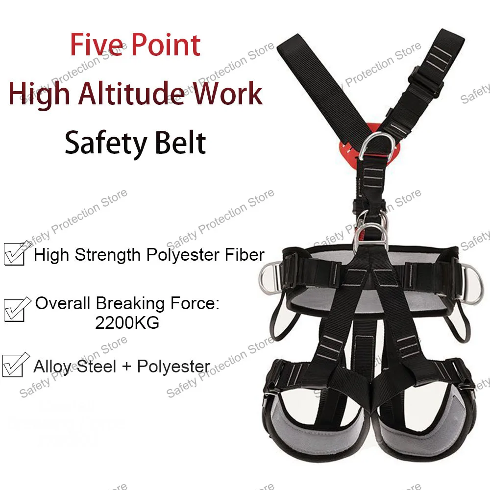 Cintura di sicurezza da lavoro ad alta quota Imbracatura di sicurezza a cinque punti per tutto il corpo Allenamento per arrampicata su roccia all'aperto Attrezzatura per la protezione della