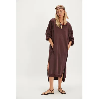 We The Free Camden Maxi Sweatshirt at Free People in Brandy Wine, Size: Small