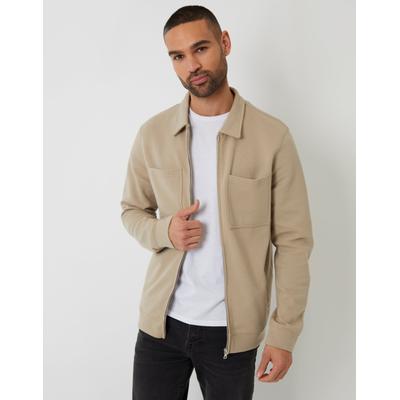 Stone Pique Zip Through Shacket