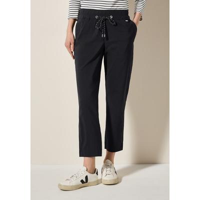 Stoffhose CECIL "Style Tracey", Damen, Gr. XS (36), Länge 26, schwarz, Web, Obermaterial: 68% Baumwolle, 28% Polyester, 4% Elasthan, unifarben, casual, regular fit taillenbedeckt, Hosen, mit Tunnelzug Image