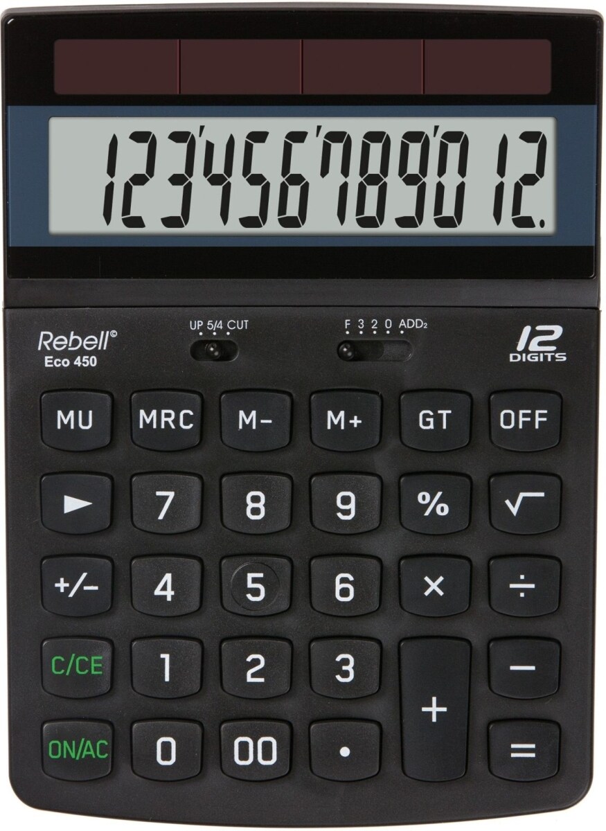 Rebell Tischrechner Eco 450 Solar 12-stellig schwarz Packung mit 10 Stück Image