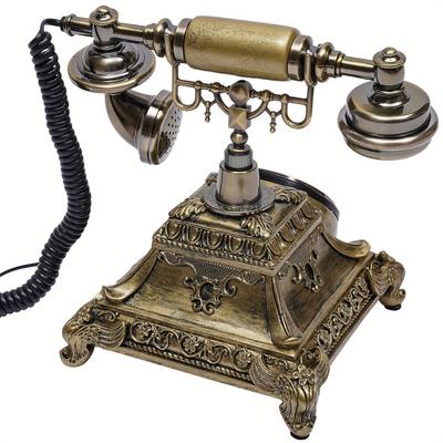 TEMU 1pc Vintage Style Resin Rotary Dial Telephone - Decorative Antique Landline Phone With For Home Decor, Ideal For Christmas, Halloween, Thanksgiving, Graduation Image