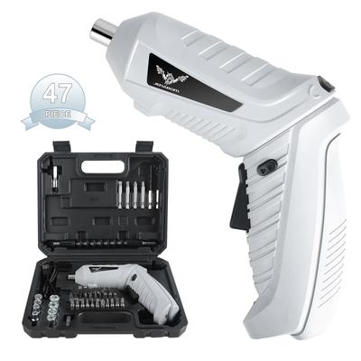 TEMU Jenabom 1pc/ 6pcs/ 25pcs/ 47pcs/ 113pcs Gray 3.6 V Cordless Electric Screwdriver, Rechargeable, Equipped With A Screwdriver Head, Tool Is Rich, Led Lights, The Flexible Shaft, For Home Repairs Image