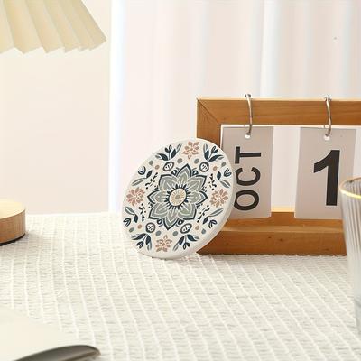 TEMU 6-pack Bohemian Style Cork Coasters - Hand Washable, Party & Home Decor, Ideal Gift For Valentine's Day, Day, Father's Day, Graduation, Juneteenth, For Wooden Tabletop Image