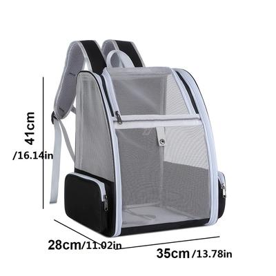 TEMU Cat Backpack Carrier Cat Travel Shoulder Bag, Lightweight And Breathable, Mesh Pet Backpack For Cats And Dogs, Portable Backpack Foldable Pet Travel Bag, Black/pink Image