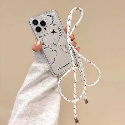 TEMU Fashion Creative All Inclusive Shockproof Route Map Pattern Lanyard Phone Case For 15 14 Pro Max Xs Xr Mini 7 8 Se2 Se3 Pm1 Image