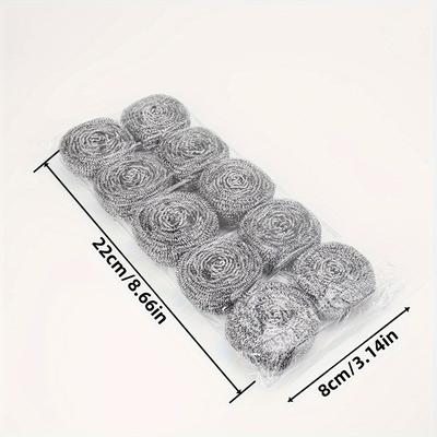 TEMU 10-pack Metal Scrub Sponges, Wool Balls For Pots And Pans, Ideal Gift For Cooking Enthusiasts, Kitchen Cleaning Essentials Image