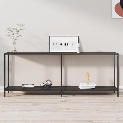 TEMU Console Table Black 200x35x75.5cm Tempered Glass Image