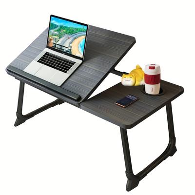 TEMU Foldable Lap Table With Adjustable Height, Sturdy And Resistant Portable Laptop Table, Multifunctional Portable Desk With Cup Holder For Home Office, Study, And Reading Image