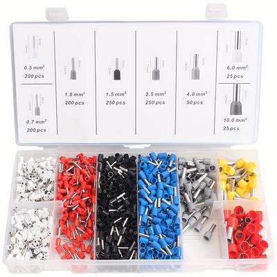 TEMU Sleeves Set Of 1200pcs Insulated Assorted Cable End Sleeves 0.5-10mm² Sleeve Box For Wire Connection Electricians, Colorful Image