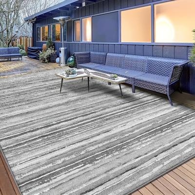 TEMU Outdoor Patio Rug - 850gsm Double-sided Polyester Velvet Carpet With Non-slip Backing, , Balcony, Deck, And Entryway Decor, In Multiple Sizes, Patio Decor Rugs Image