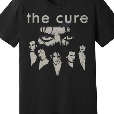 TEMU The Men's Short Sleeve T-shirt - 100% Cotton Black Graphic Tee With Iconic Band Print, Regular Fit, Machine Washable, Casual Wear, Tshirt | | Knitted Texture Image