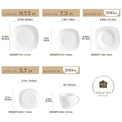 TEMU 30pcs White Porcelain Dinnerware Set Cups Saucers Dessert Soup Dinner Plates Service For 6 Person Image