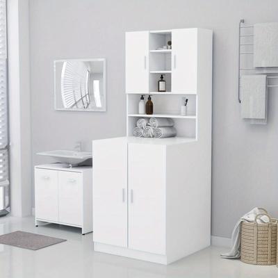 TEMU Washing Machine Cabinet White 71x71. 5x91. 5 Cm, Corner Shelves Image