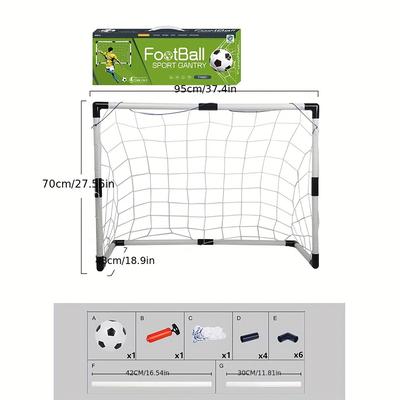 TEMU Portable Football Goal Set - Detachable, Suitable For Boys And Girls Aged 14+ Indoor & Outdoor Play - Perfect Family Interactive Toy With Halloween & Christmas Gift, Includes 1 And Pump Image