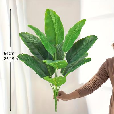 TEMU Large Artificial Leaf Plant, 12 Leaves/18 Leaves/24 Leaves, With 24 Realistic Leaves, Very Suitable For Home And Garden Decoration, Ideal Housewarming Gift, Suitable For Ground Placement Image