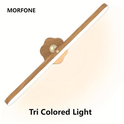 TEMU Morfone Led Rechargeable Mirror Headlights, Magnetic Bathroom Lights, Touch Controlled Dimmable Makeup Lights, Bathroom, Living Room, Bedroom Wooden Mirror Lights, Day Gifts Image