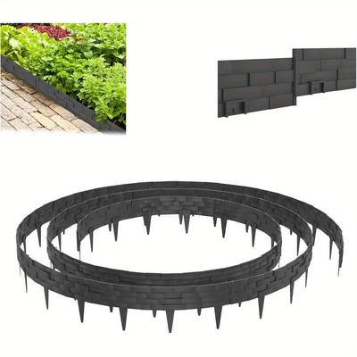 TEMU Flower Bed Edging Lawn Edging Garden Fence 10m Set, Plastic Stone Look, 5pcs Per Set, Cm Each, Decorative Flower Bed Edging And Flexible Grass Cutting Edging For Garden And Lawns Image