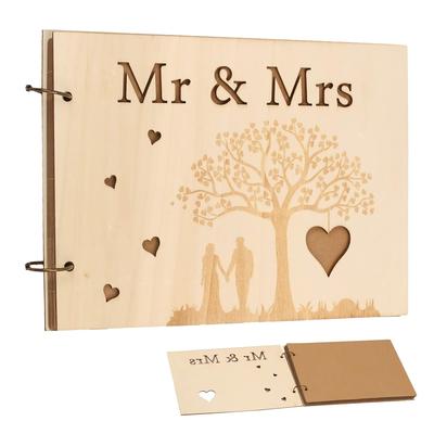 TEMU Wooden Guestbook Wedding Wedding Guestbook With Personalized Engraving Wedding Album Wedding Gifts Guestbook For Wedding Anniversary Engagement 40 Pages Image