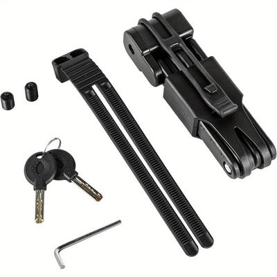 TEMU Folding Lock, Bicycle Lock Folding Lock, Folding Lock Bicycle . Holder Accessories 2 Security Keys, 85cm Bike Lock, E Bike Lock, Mtb Lock Secure Anti-theft Protection Image