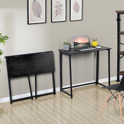 TEMU Cozy Furniture Foldable Desk For Office, Study, Bedroom, Metal Structure, Scandinavian Style, Black, 80 X 44 X 74 Cm Image