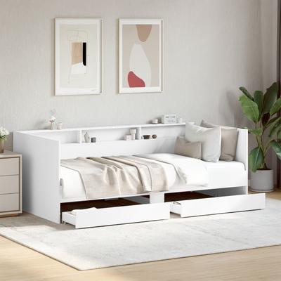 TEMU Daybed With Drawers Without Mattress White 90x200 Cm Image