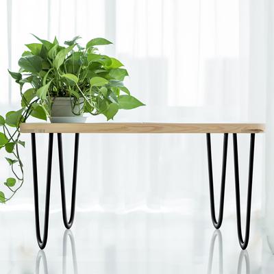 TEMU 4pcs Hairpin Table Legs Set, 2-rod Black Metal Furniture Legs With Floor Protectors And Screws For Diy Furniture Image