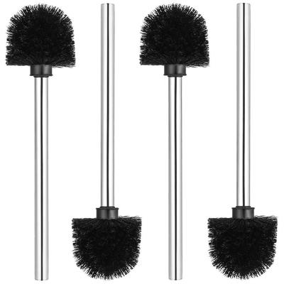 TEMU Set Of 4 Toilet Brushes, Black, Toilet Brush With 7.5 Cm Diameter, Toilet Brush, Stainless Steel Handle, Rustproof With Toilet Brush, Replacement Brush Head Image