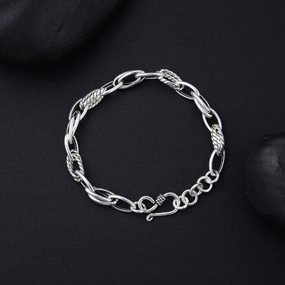 TEMU 925 Silver Creative Retro Street Women's Bracelet, Fashionable, Simple, Elegant, Jewelry, Women's Jewelry, Day Gift, Women's Gift, Low Allergy (8g) Image