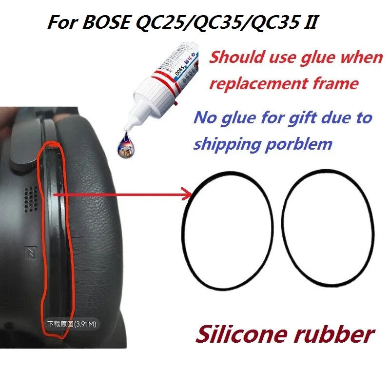 Ersatzgehäuse-Zierrahmen für Bose QuietComfort QC25 QC35 QC35 II Kopfhörer, Ersatz-Silikonkautschuk, Reparatur-Ersatzteile Image