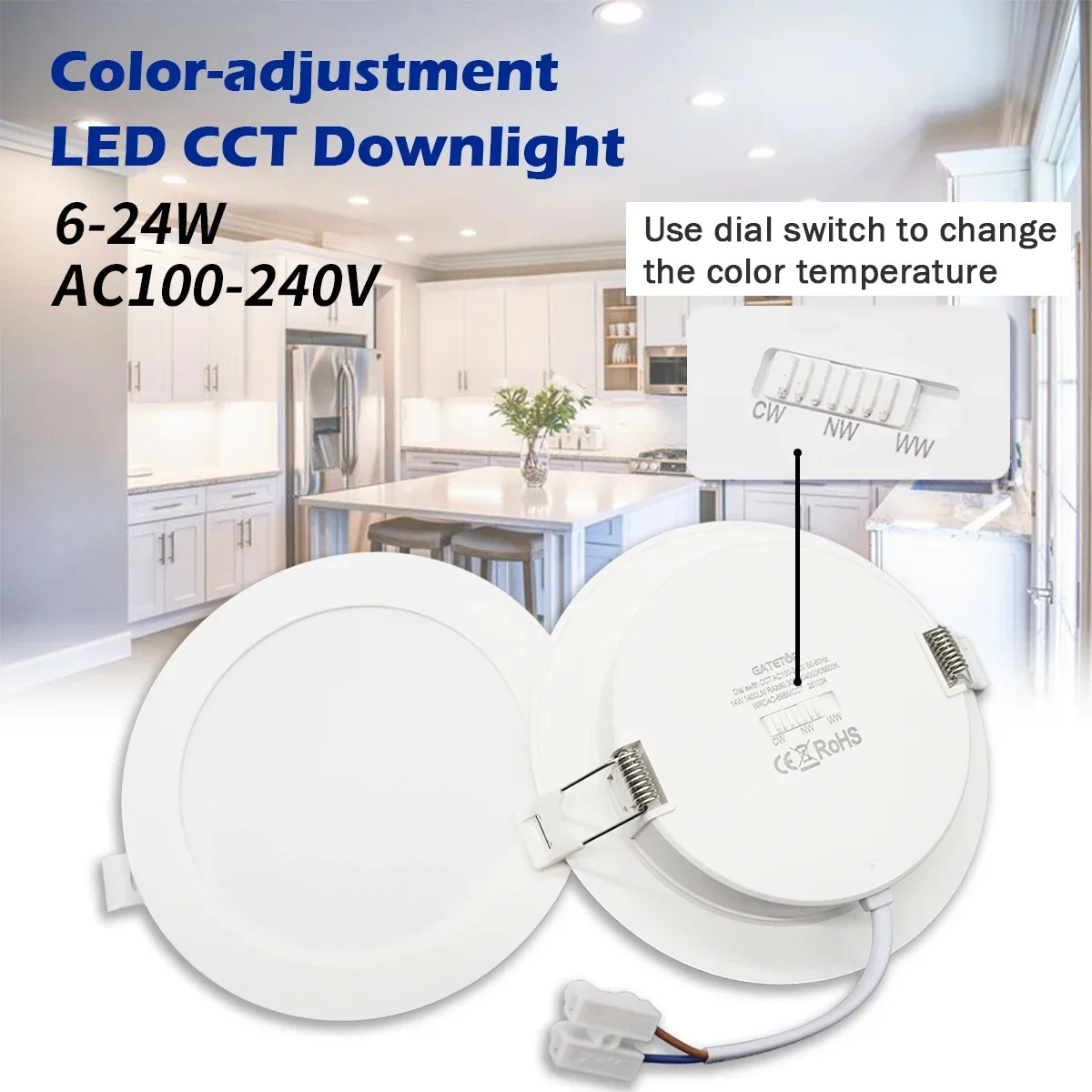 8 stücke 6 W 10 W 14 W 17 W 20 W 24 W LED Downlight 100-240 V Zifferblatt schalter CCT 3000 K/4000 K/6500 K Decke Licht Einbau Runde Panel Licht