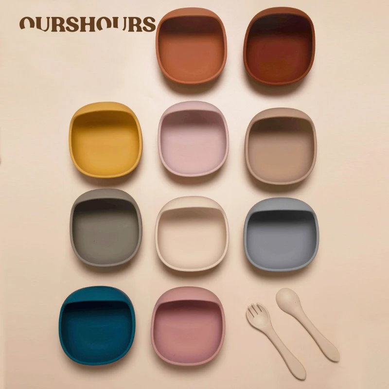 Baby-Saugnäpfe aus Silikon, rutschfestes Geschirr für Kleinkinder, Essen, Trainingsschüssel, BPA-frei, Kindergeschirr, Babys, Füttern Image