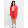 Bermudas SHEEGO "Große Größen", Damen, Gr. 52, Normalgrößen, rot (hummer), Obermaterial: 100% Baumwolle, unifarben, casual, comfort fit kurz, Hosen, mit Schlupfbund, aus Musselin