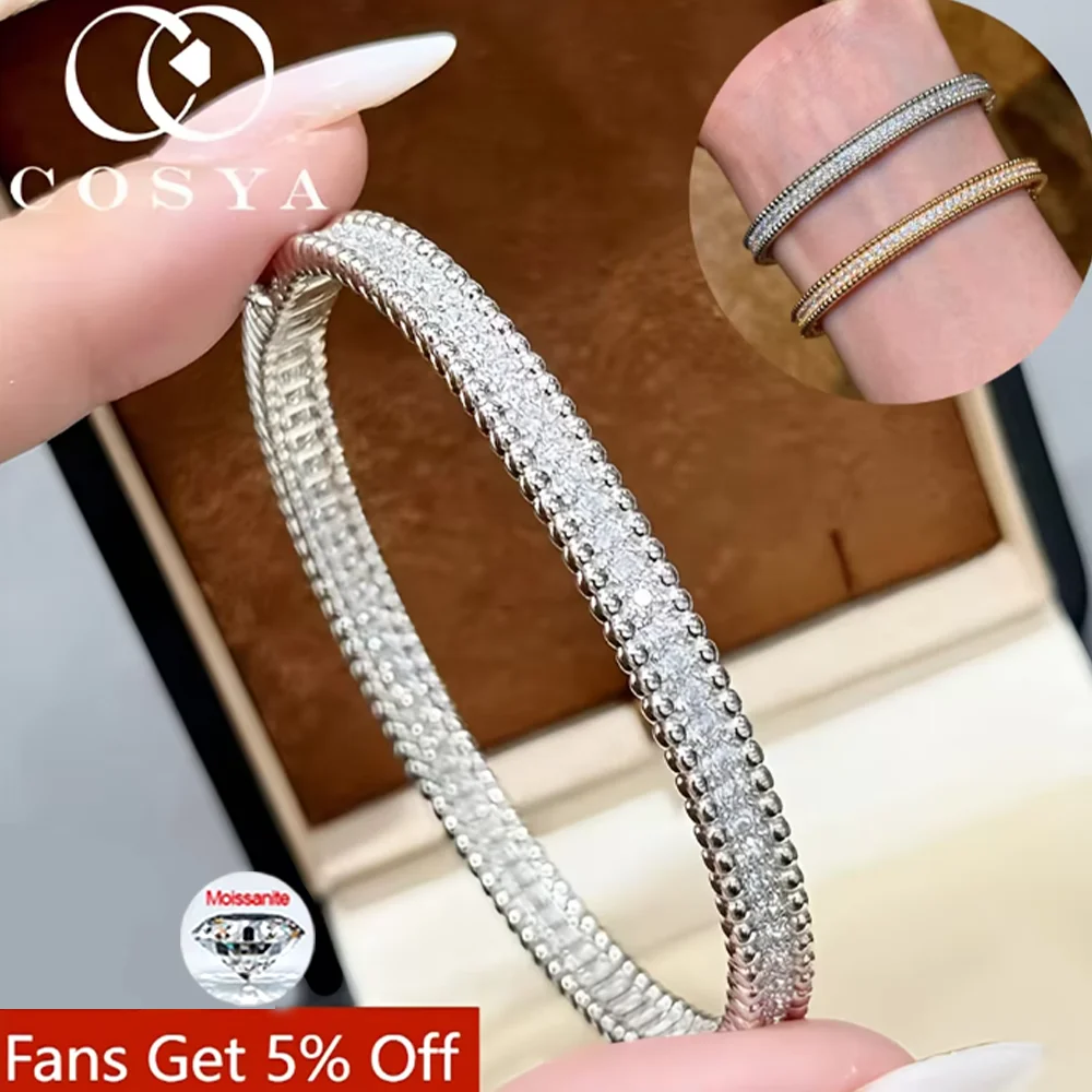 COSYA Vollmoissanit-Armreifen für Damen, S925-Silber, 18 Karat Gold, funkelnder D-Farbton, VVS1-Labordiamant-Armband, klassisches Schmuckgeschenk Image
