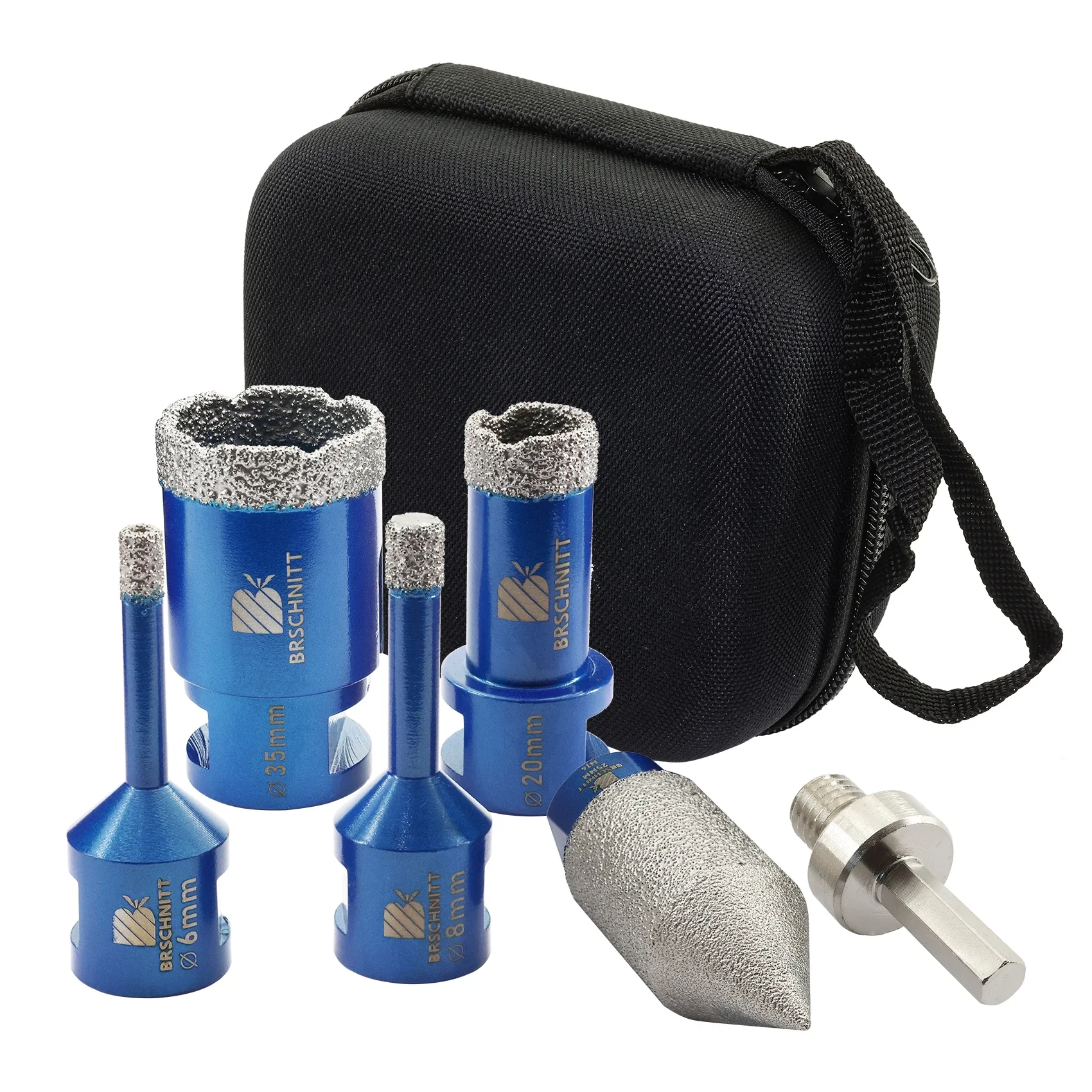 BRSCHNIT 6-teiliges Diamantbohrer-Set, Kernbit, Hartlöten, Lochsägenbohrer, M14, Fasenfräser, 6/8/20/35 mm Image