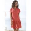 Blusenkleid S.OLIVER, Damen, Gr. 50, N-Gr, orange (koralle), Web, Obermaterial: 100% Viskose, unifarben, modisch, figurumspielend ca. Mitte Oberschenkel, V-Ausschnitt, Kurzarm, Kleider, mit Volant am Rock, Tunikakleid, Sommerkleid, Basic, Topseller