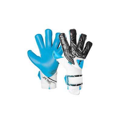 Torwarthandschuhe REUSCH "Attrakt Aqua Evolution", Damen, Gr. 7,5, schwarz-weiß (weiß, schwarz), 49% Elastodien, 40% Polyester, 5% Polyamid, 6% Polyurethan, mehrfarbig, sportlich, Handschuhe, mit Evolution Cut