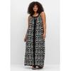 Maxikleid SHEEGO "Große Größen", Damen, Gr. 54, Normalgrößen, schwarz-weiß (schwarz, weiß), Obermaterial: 95% Viskose (LENZING ECOVERO), 5% Elasthan, gemustert, feminin, figurumspielend lang, Rundhals, ohne Ärmel, Kleider, mit Ornamentdruck und...