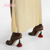Rose High Heel Hausschuhe 2024 Luxus Round Toe solide Schuhe elegante bequeme übergroße Freizeit schuhe